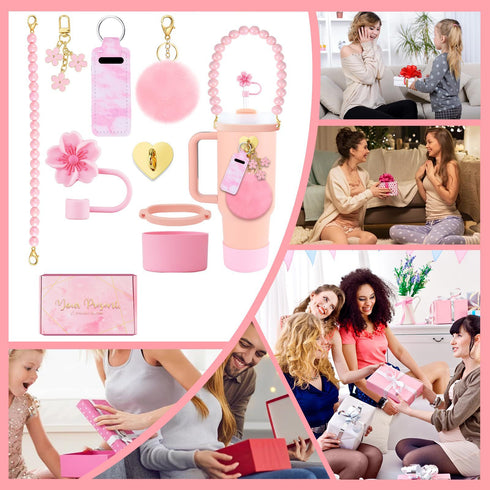 Cherry Blossom Straw Cap Accessories, Dust Plug Decoration Suit For Tumbler Bottle Fashion Accessories & Straw Cover Charm Kit Set